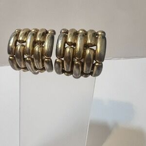 Vintage Givenchy‎ Paris New York Chunky Clip On Earrings Gold tone Signed